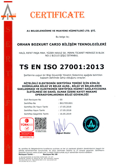 ISO 27001 Bilgi Güvenliği Sertifikası